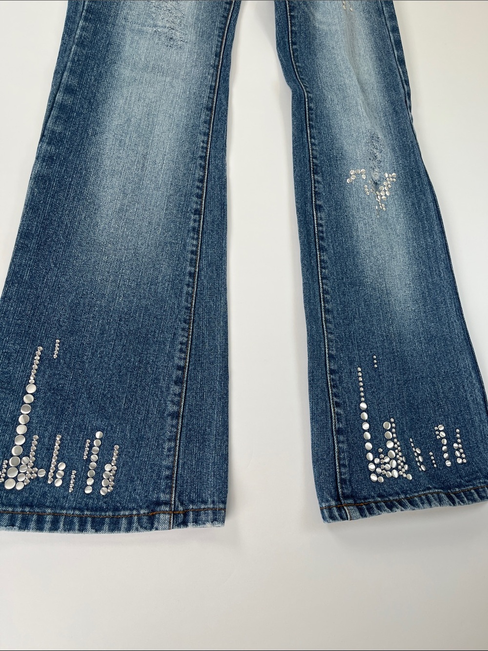 Hint Women's Blue Embellished Wide-Leg Jeans Sz 0 - Picture 4 of 10